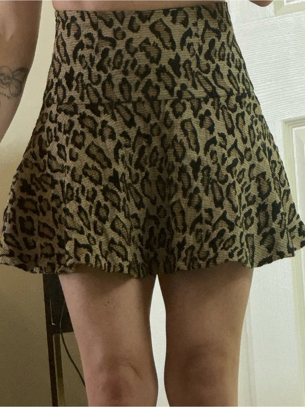 Free People Leopard Print A-Line Mini Skirt - Tan/Black